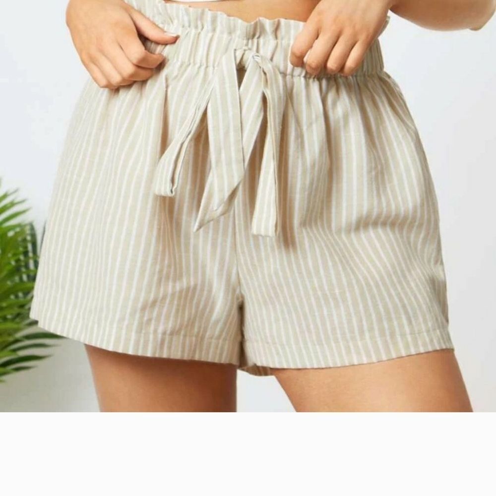 NEW 🆕️ Shein 3X Plus Size Striped Paper Bag Waist Shorts